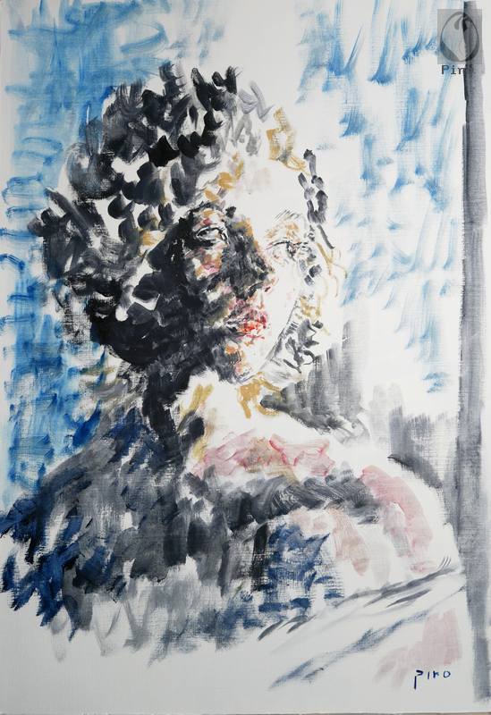 oil on paper - olio su carta di Piro